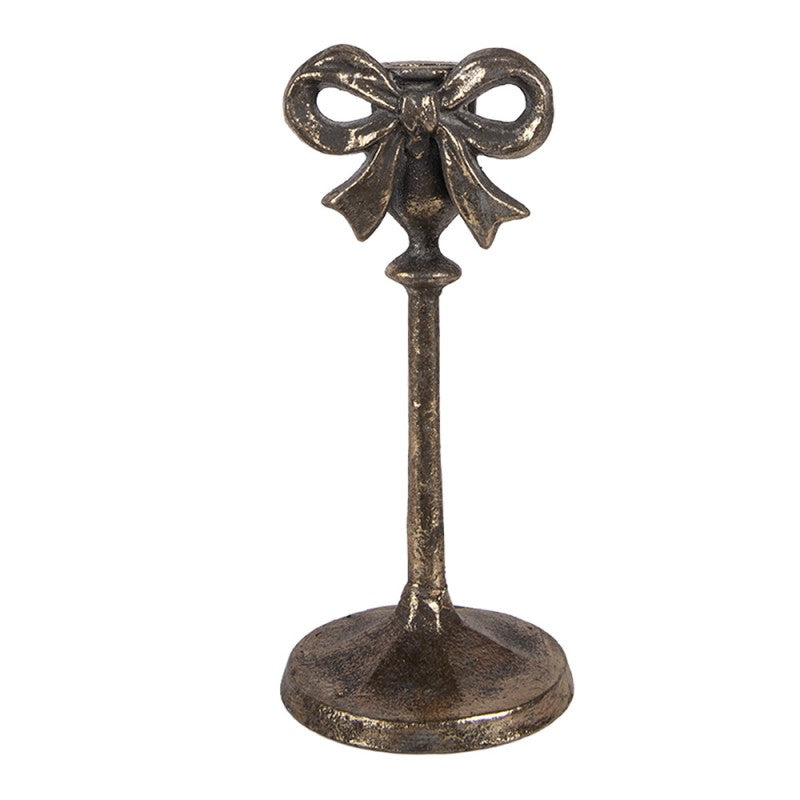 Metall-Kerzenständer Schleife Antikgold Ø 9x20 cm für Stabkerzen von Clayre & Eef (6Y6003)