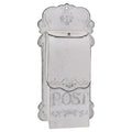 Antiker Shabby-Chic-Wandbriefkasten POST mit Muschelkrone Weiß-Grau Metall 23x10x50 cm von Clayre & Eef (6Y6035)