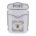 Landhaus-Wandbriefkasten POST mit Biene im Blumenkranz Weiß Bunt Metall 24x10x35 cm von Clayre & Eef (6Y6037)