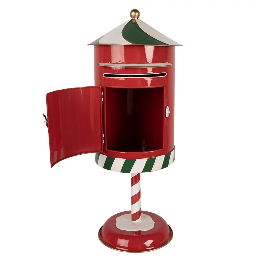 Nostalgischer Weihnachts-Standbriefkasten Santa’s Express Delivery Rot-Grün Metall Ø 24x58 cm von Clayre & Eef (6Y6061)
