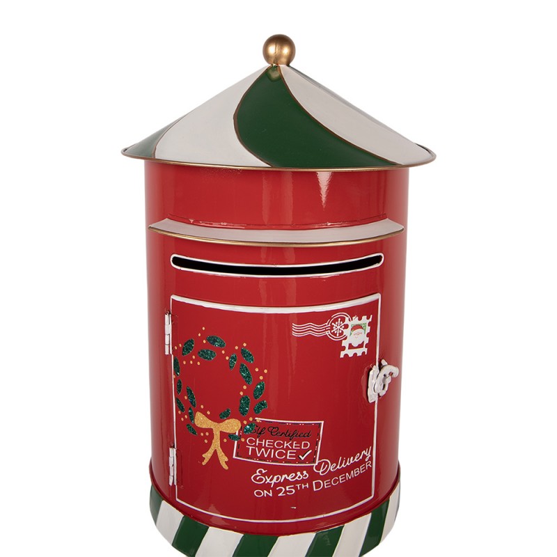 Nostalgischer Weihnachts-Standbriefkasten Santa’s Express Delivery Rot-Grün Metall Ø 24x58 cm von Clayre & Eef (6Y6061)