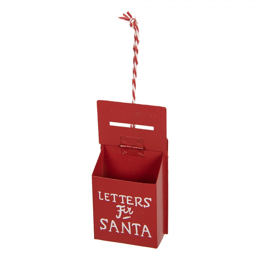 Nostalgischer Weihnachtsanhänger Briefkasten Letters for Santa Rot-Weiß Metall 5x3x8 cm von Clayre & Eef (6Y6062)