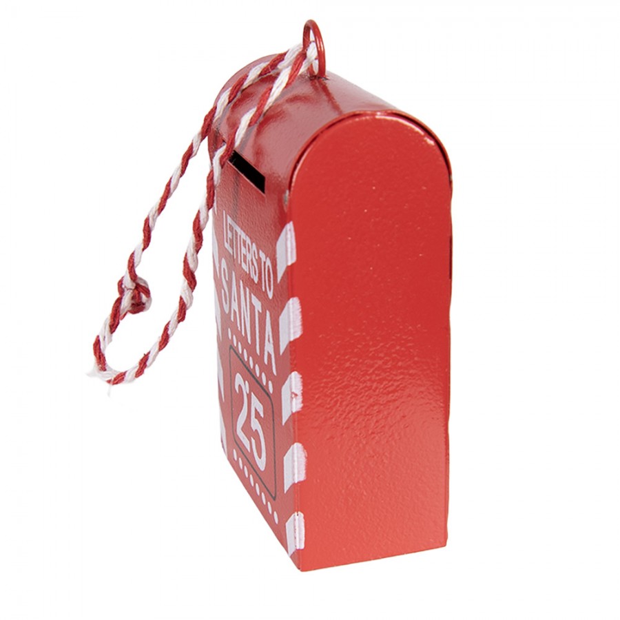 Nostalgischer Weihnachtsanhänger Briefkasten Letters to Santa 25 Rot-Weiß Metall 5x3x8 cm von Clayre & Eef (6Y6063)