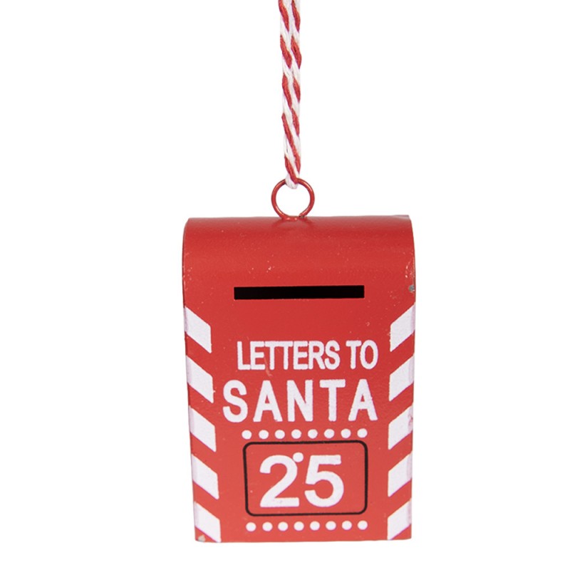 Nostalgischer Weihnachtsanhänger Briefkasten Letters to Santa 25 Rot-Weiß Metall 5x3x8 cm von Clayre & Eef (6Y6063)