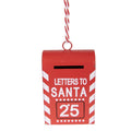 Nostalgischer Weihnachtsanhänger Briefkasten Letters to Santa 25 Rot-Weiß Metall 5x3x8 cm von Clayre & Eef (6Y6063)