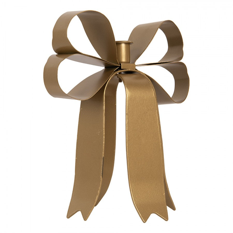 Metall-Kerzenständer Schleife Goldfarben 20x16x21 cm für Stabkerzen von Clayre & Eef (6Y6093)