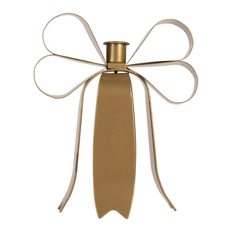 Metall-Kerzenständer Schleife Goldfarben 20x16x21 cm für Stabkerzen von Clayre & Eef (6Y6093)