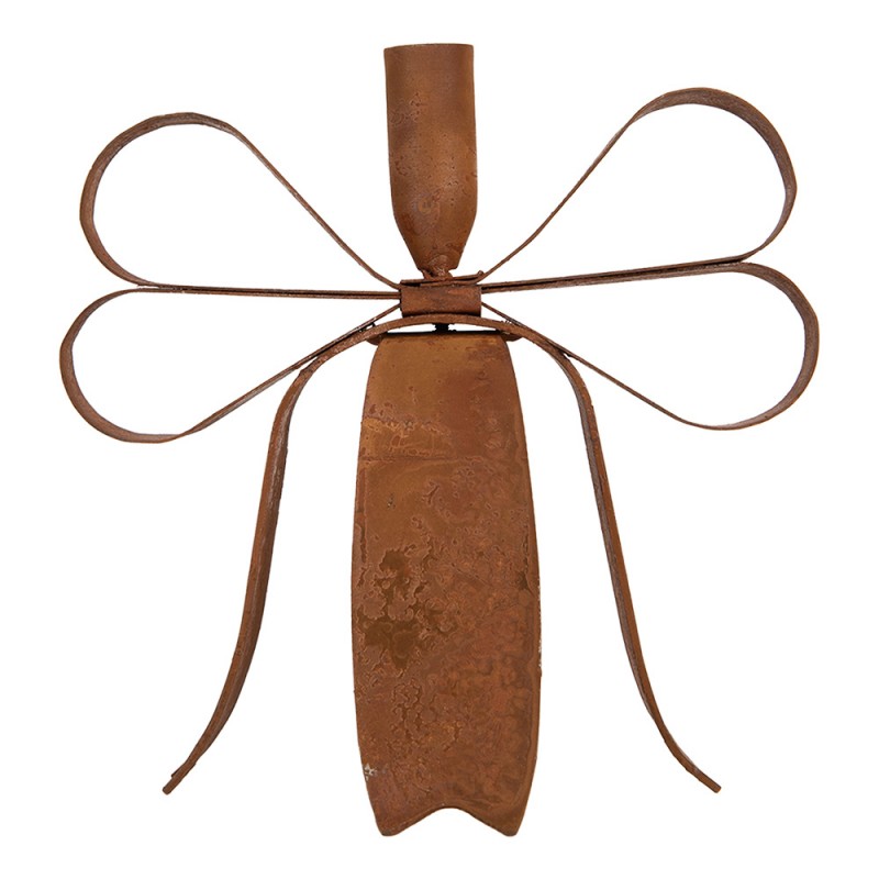 Edelrost-Kerzenständer Schleife Rostbraun 19x15x18 cm Metall für Stabkerzen von Clayre & Eef (6Y6094)