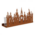 Clayre & Eef Teelichthalter Adventsleiste 4-flammig Brennende Kerzen Silhouette Stern Rostoptik 36x9x18 cm (6Y6098)