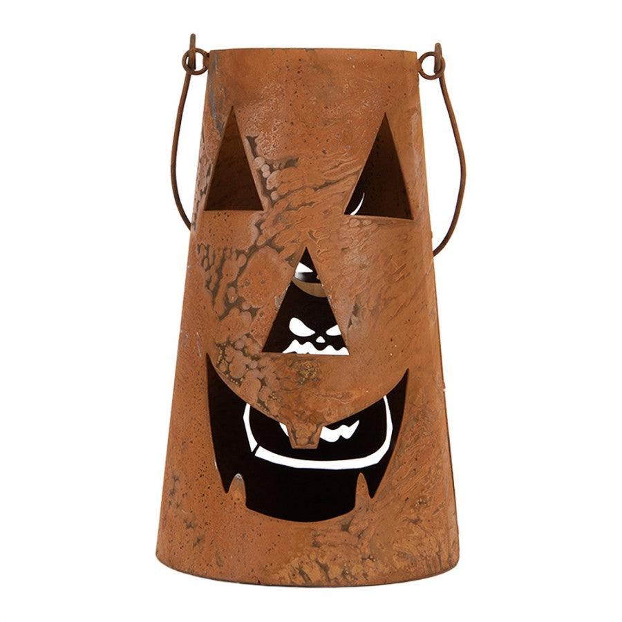 Halloween Metall-Laterne Kürbis Windlicht Edelrost Braun Ø 14x23 cm von Clayre & Eef (6Y6102)