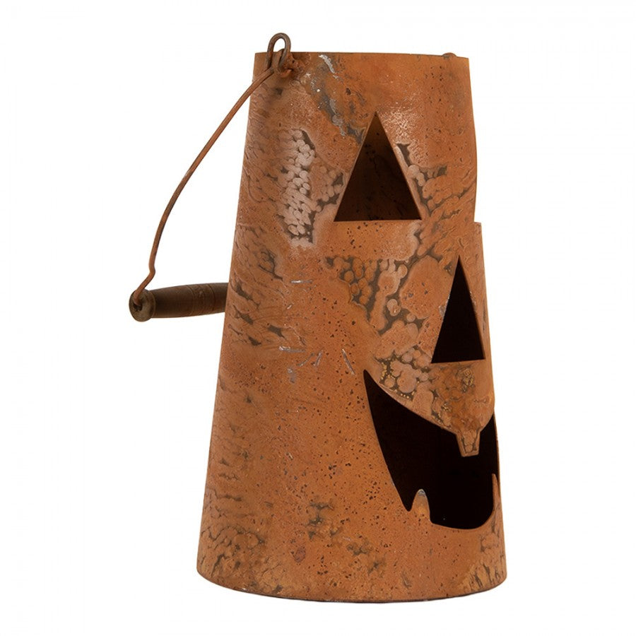 Halloween Metall-Laterne Kürbis Windlicht Edelrost Braun Ø 14x23 cm von Clayre & Eef (6Y6102)