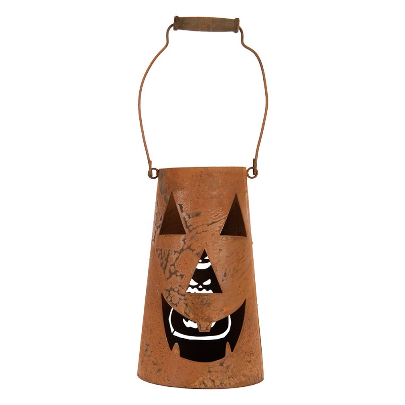 Halloween Metall-Laterne Kürbis Windlicht Edelrost Braun Ø 14x23 cm von Clayre & Eef (6Y6102)