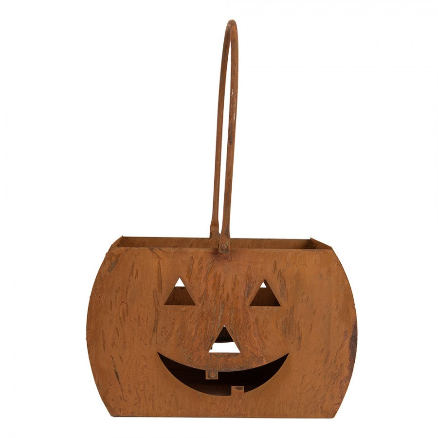 Halloween Metall-Pflanzkorb Kürbis Laterne Edelrost Braun 30x15x19 cm von Clayre & Eef (6Y6103)