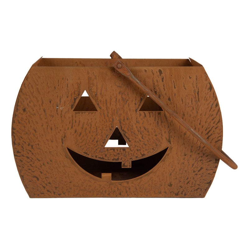 Halloween Metall-Pflanzkorb Kürbis Laterne Edelrost Braun 30x15x19 cm von Clayre & Eef (6Y6103)