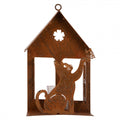 Clayre & Eef Teelichthalter Lichthaus Laterne Rostoptik Katze Schmetterling Glaseinsatz 15x8x24 cm (6Y6104)