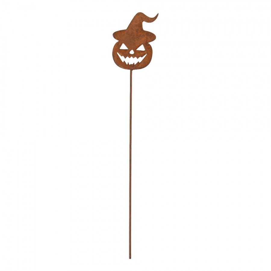 Halloween Gartenstecker Kürbis mit Hexenhut Edelrost Braun 8x1x43 cm von Clayre & Eef (6Y6112)