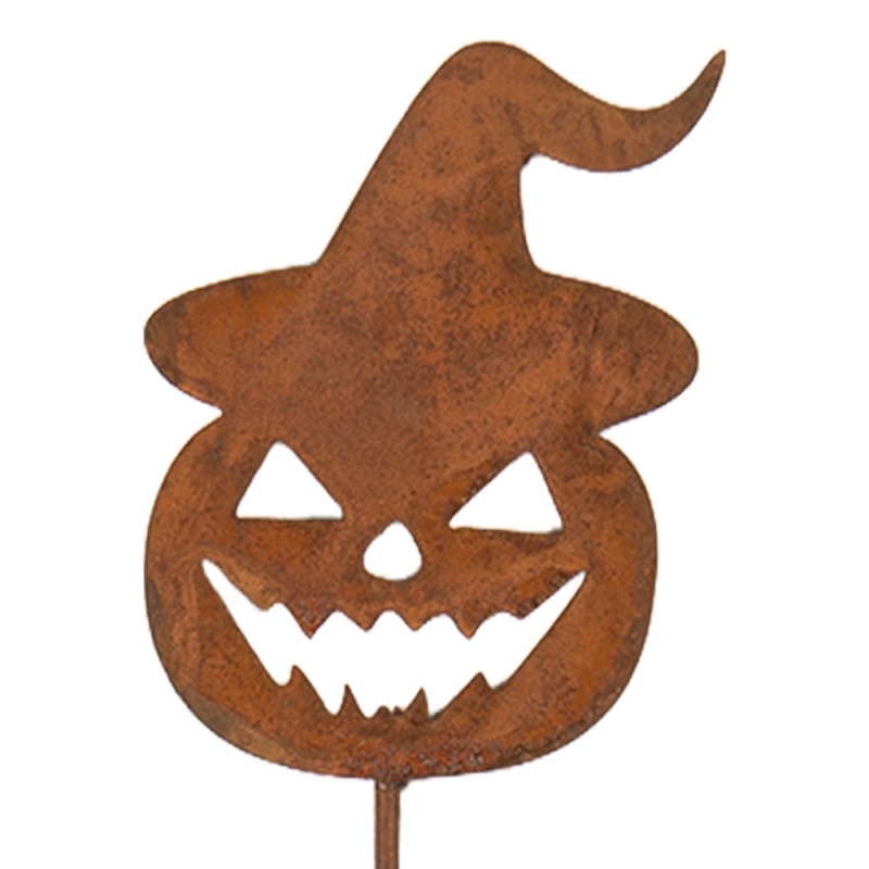 Halloween Gartenstecker Kürbis mit Hexenhut Edelrost Braun 8x1x43 cm von Clayre & Eef (6Y6112)