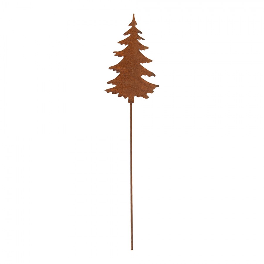 Edelrost-Gartenstecker Weihnachtsbaum / Tannenbaum Braun Metall 11x1x50 cm von Clayre & Eef (6Y6115)