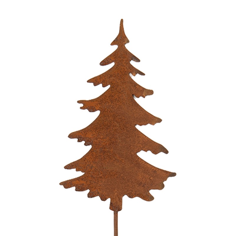 Edelrost-Gartenstecker Weihnachtsbaum / Tannenbaum Braun Metall 11x1x50 cm von Clayre & Eef (6Y6115)