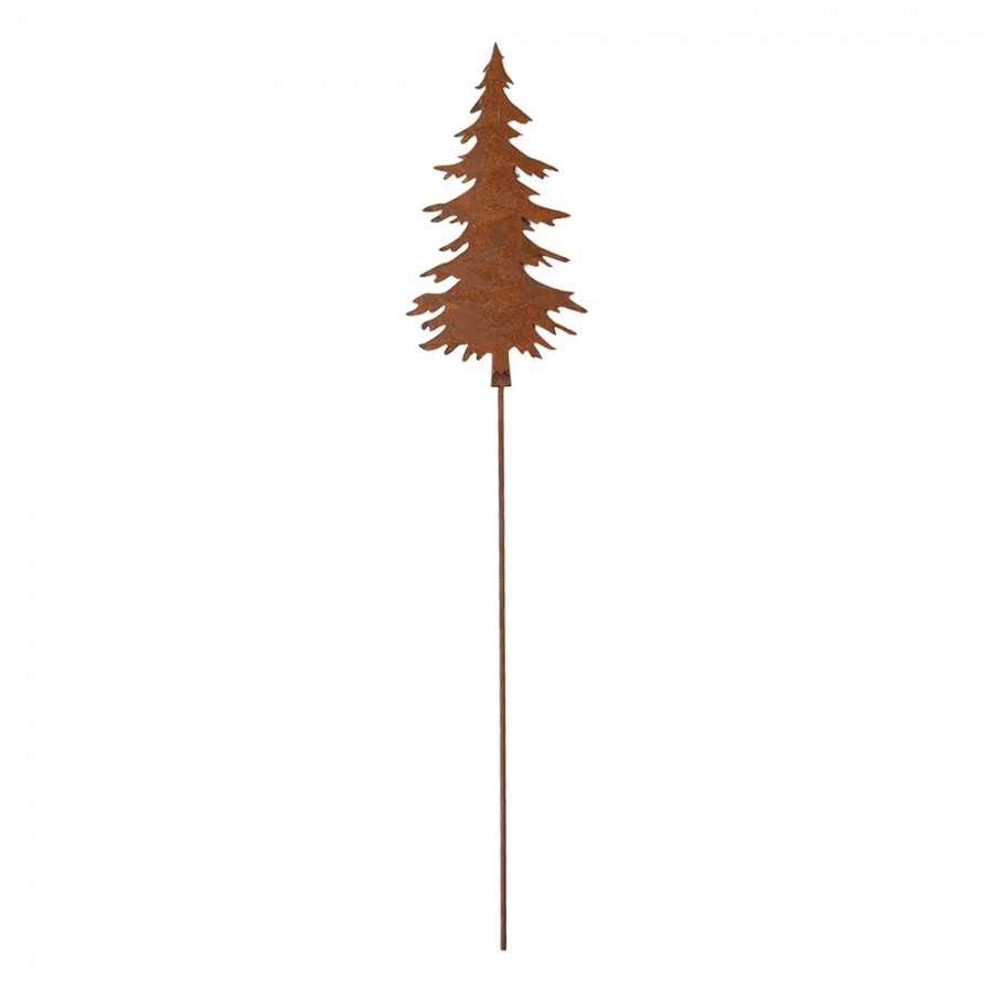 Edelrost-Gartenstecker Weihnachtsbaum / Tannenbaum Braun Metall Groß 11x1x52 cm von Clayre & Eef (6Y6116)
