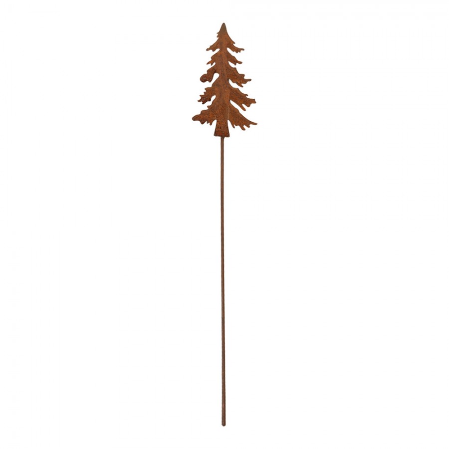 Edelrost-Gartenstecker Weihnachtsbaum / Tannenbaum Braun Metall 6x1x34 cm von Clayre & Eef (6Y6117)