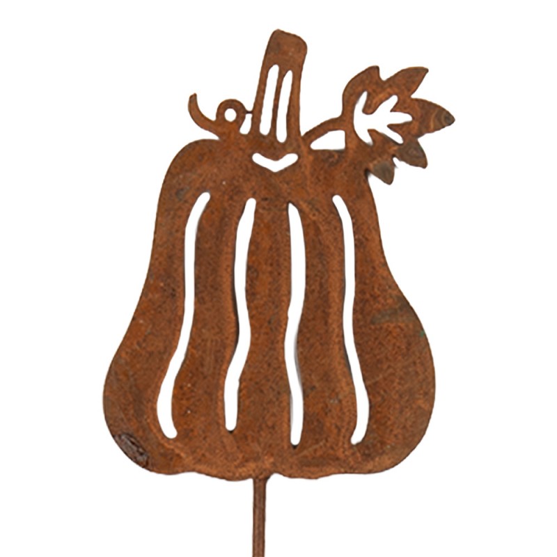 Halloween Gartenstecker Kürbis mit Blatt Edelrost Braun 7x1x40 cm von Clayre & Eef (6Y6119)