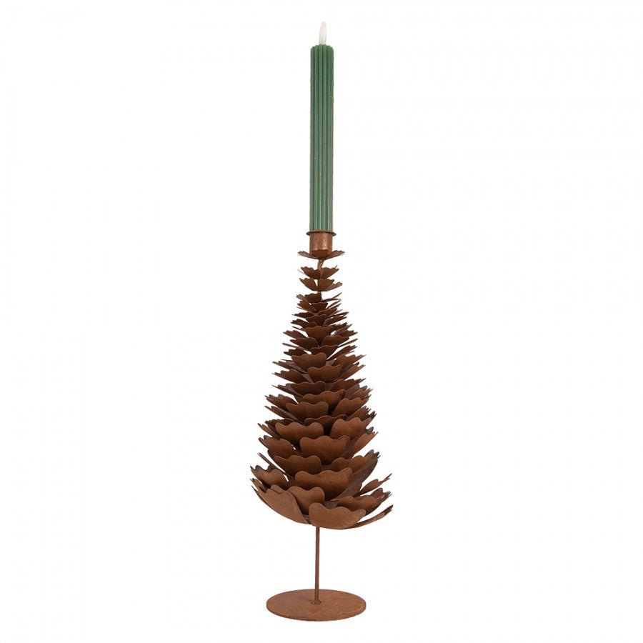 Edelrost-Kerzenständer Weihnachtsbaum geschuppt Rostbraun Ø 18x38 cm Metall von Clayre & Eef (6Y6128)