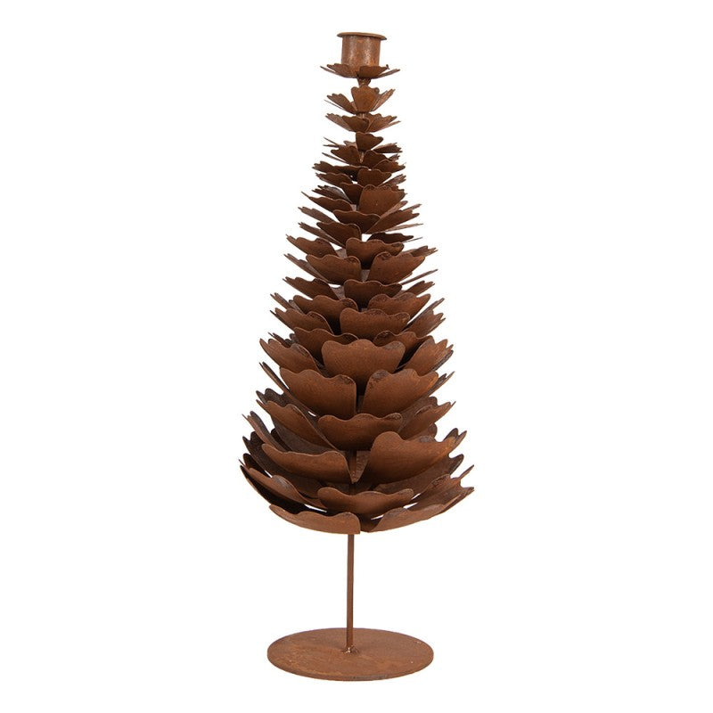 Edelrost-Kerzenständer Weihnachtsbaum geschuppt Rostbraun Ø 18x38 cm Metall von Clayre & Eef (6Y6128)