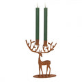 Edelrost-Kerzenständer Hirsch 2-flammig Rostbraun 20x15x25 cm Metall für Stabkerzen von Clayre & Eef (6Y6140)