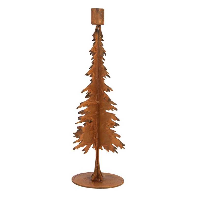 Edelrost-Kerzenständer Tannenbaum schlank Rostbraun 15x10x34 cm Metall von Clayre & Eef (6Y6144)