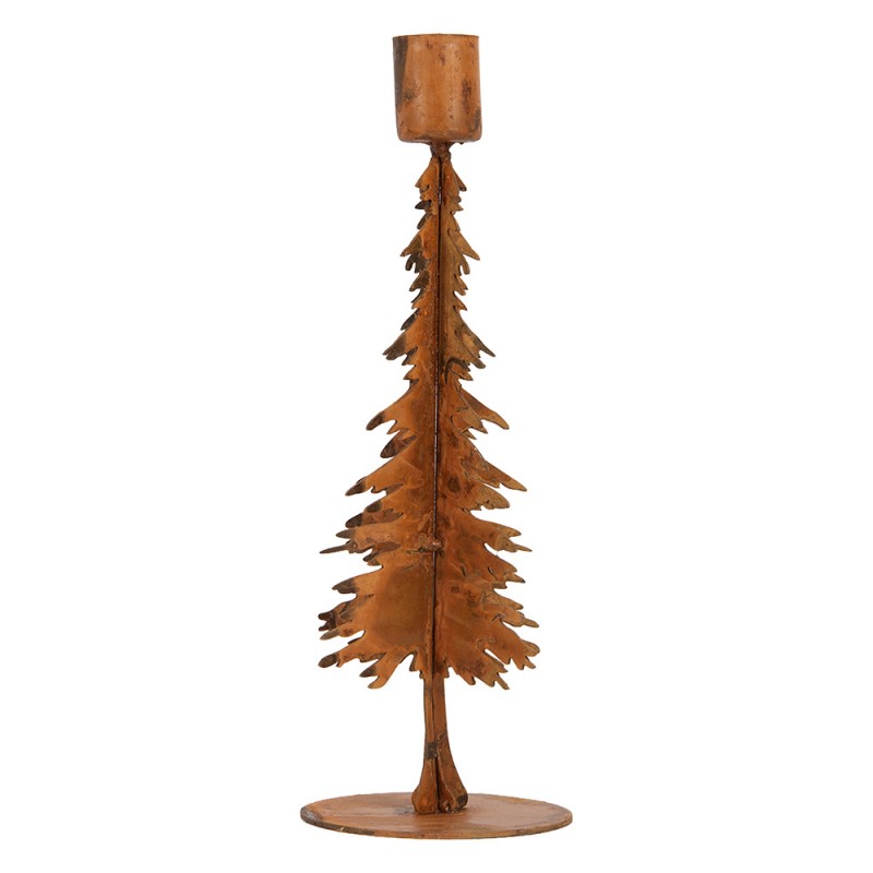 Edelrost-Kerzenständer Tannenbaum schlank Rostbraun 9x7x24 cm Metall von Clayre & Eef (6Y6145)
