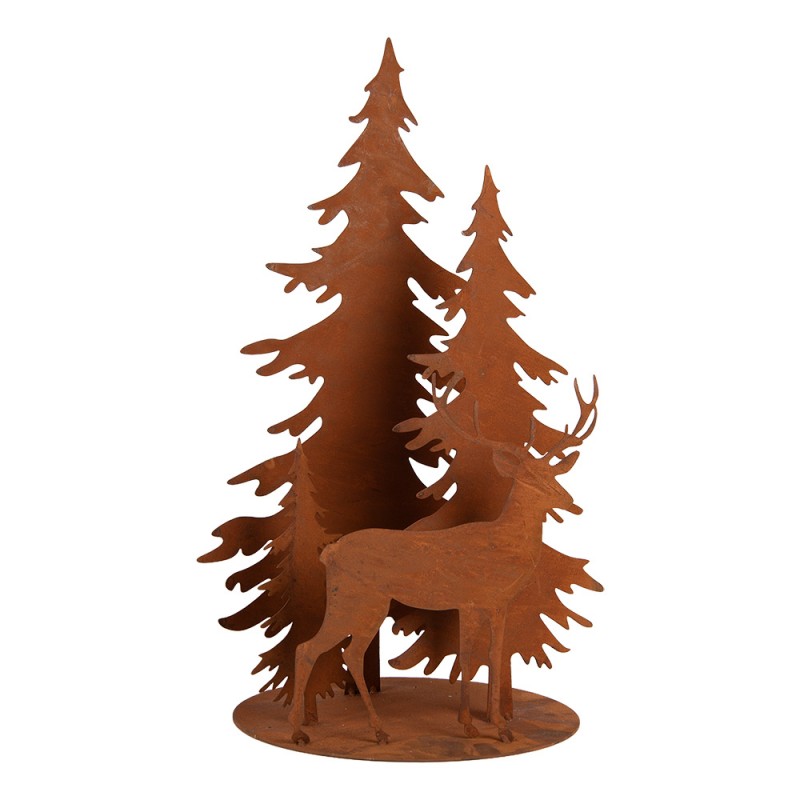 Deko-Aufsteller Metall Winterwald mit Hirsch Edelrost Rostbraun 30x25x50 cm von Clayre & Eef (6Y6175)
