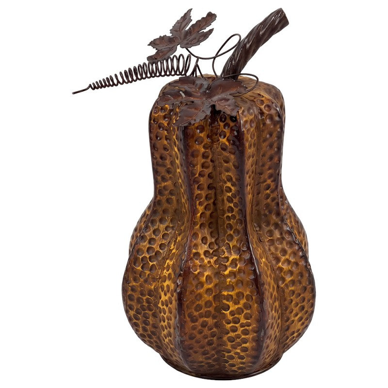 Halloween Deko-Kürbis Metall Birnenform Gelb-Ocker mit Ranke Ø 18x32 cm von Clayre & Eef (6Y6207)