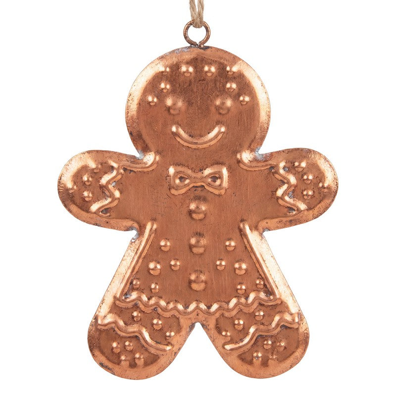 Weihnachtsanhänger Pfefferkuchenmann Metall geprägt Kupfer Braun 17x1x23 cm von Clayre & Eef (6Y6238)