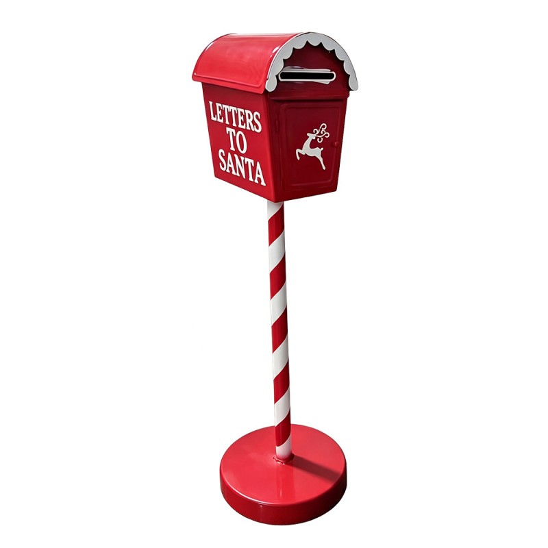 Nostalgischer Weihnachts-Standbriefkasten Letters to Santa Rot-Weiß Metall Ø 14x50 cm von Clayre & Eef (6Y6243)