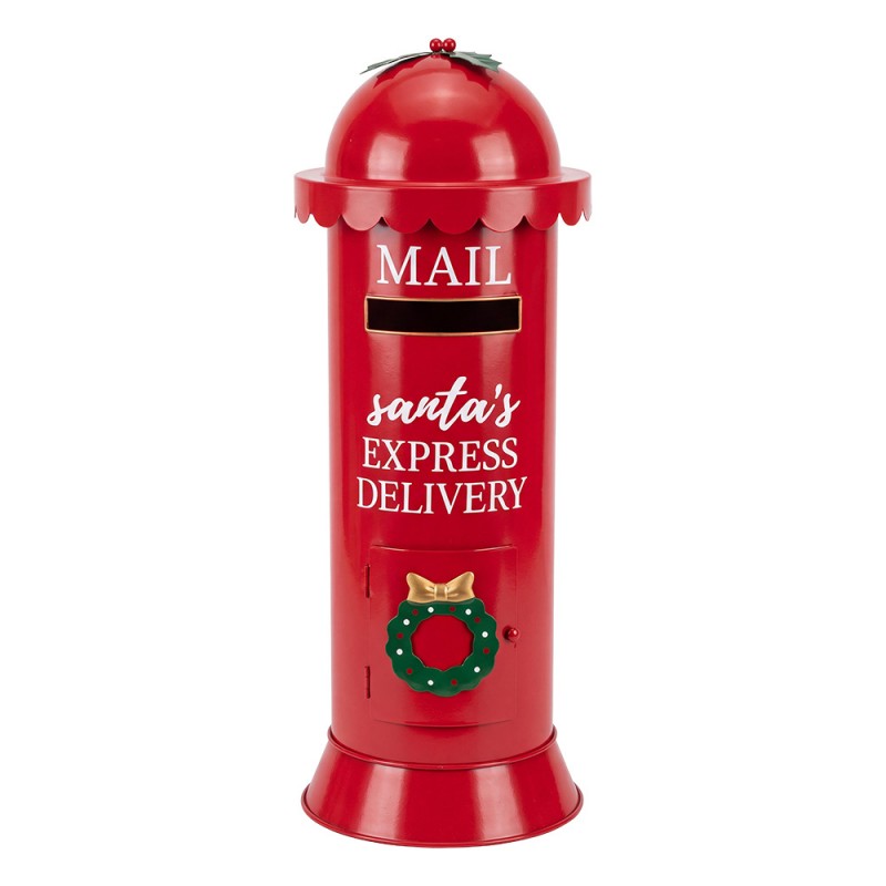 Nostalgischer Weihnachts-Standbriefkasten Säule Santa’s Express Delivery Rot Metall Ø 20x56 cm von Clayre & Eef (6Y6245)