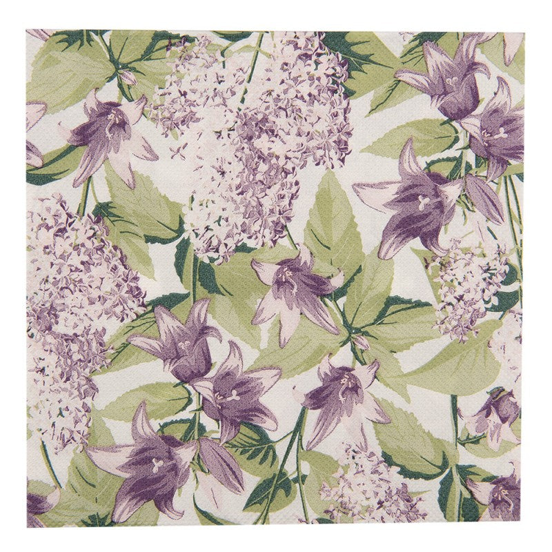 Papierservietten 20er-Set Flieder & Glockenblumen Violett 33x33 cm von Clayre & Eef (73073)