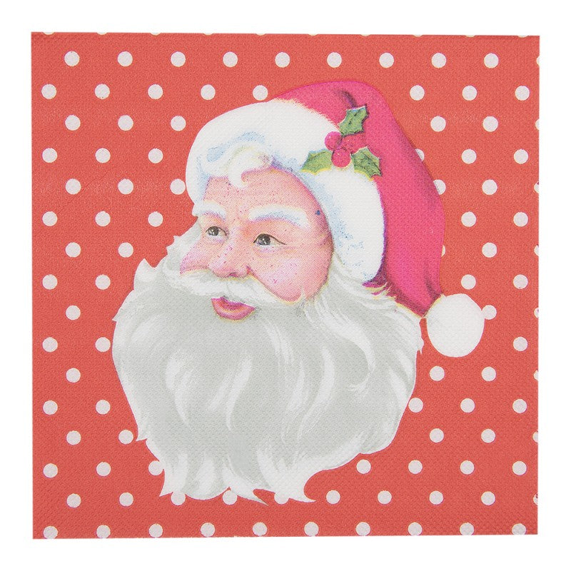 Papierservietten 20er-Set Weihnachtsmann Rot-Weiß gepunktet 33x33 cm von Clayre & Eef (73080)