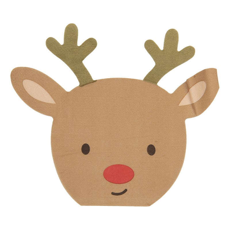 Papierservietten 20er-Set Rentier Rudolph Formstanzung Braun-Rot 33x33 cm von Clayre & Eef (73097)