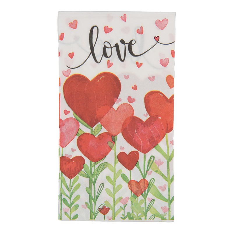 Papierservietten 20er-Set Love Herzblumen Weiß-Rot 33x40 cm von Clayre & Eef (73106)
