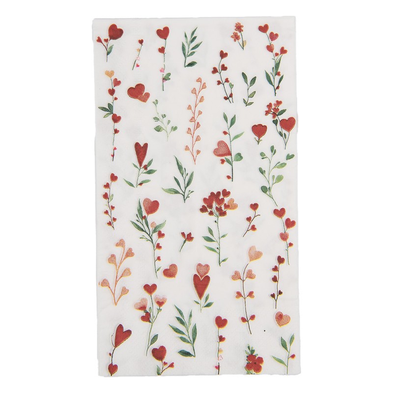 Papierservietten 20er-Set Botanische Herzblumen Weiß-Rot 33x40 cm von Clayre & Eef (73109)