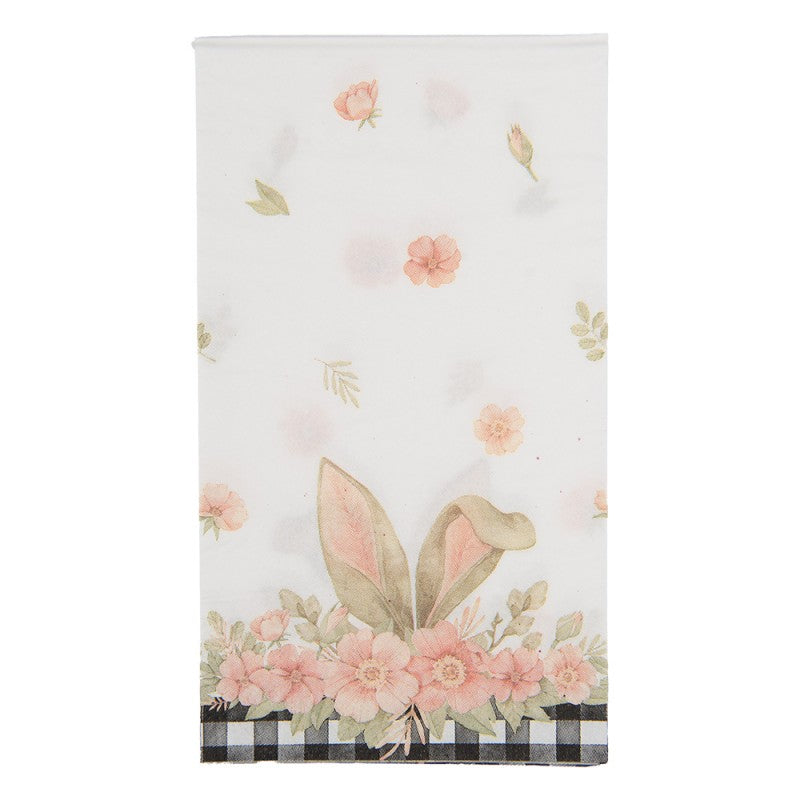 Papierservietten 20er-Set Osterhase Blütenkranz Vichy-Karo 33x40 cm von Clayre & Eef (73111)