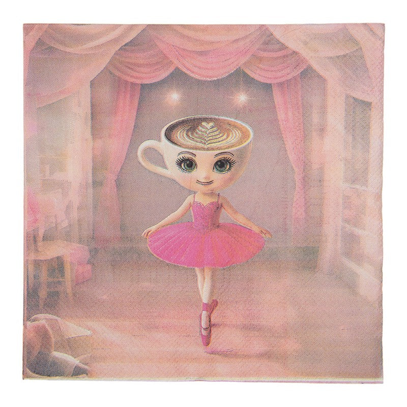 Papierservietten 20er-Set Cappuccino Ballerina Rosa 33x33 cm von Clayre & Eef (73118)