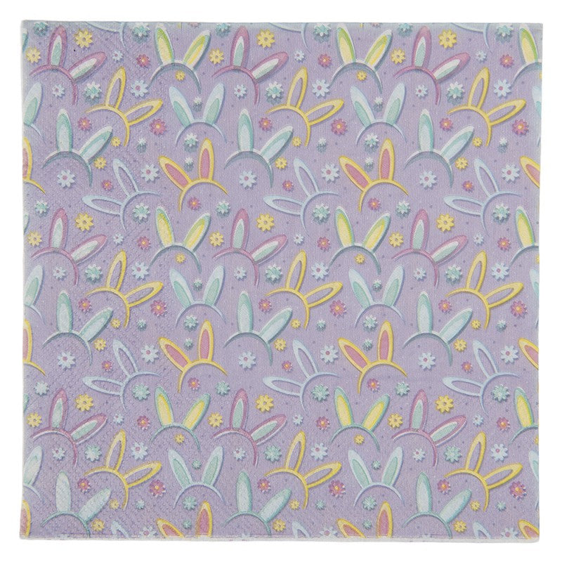Papierservietten 20er-Set Hasenohren Blüten Flieder Violett 33x33 cm von Clayre & Eef (73131)