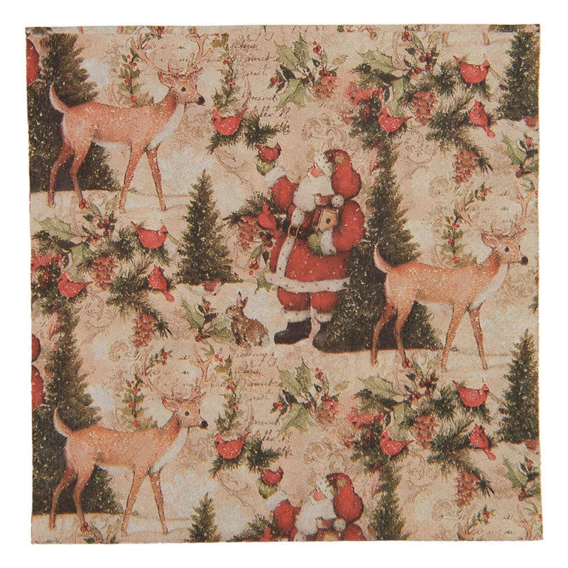 Papierservietten 20er-Set Weihnachtsmann Waldtiere Vintage Beige 33x33 cm von Clayre & Eef (73134)