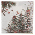 Papierservietten 20er-Set Winterwald Tannenbäume Kardinal Weiß-Rot 33x33 cm von Clayre & Eef (73143)