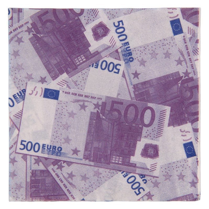 Papierservietten 20er-Set 500 Euro Schein Collage Violett 33x33 cm von Clayre & Eef (73147)