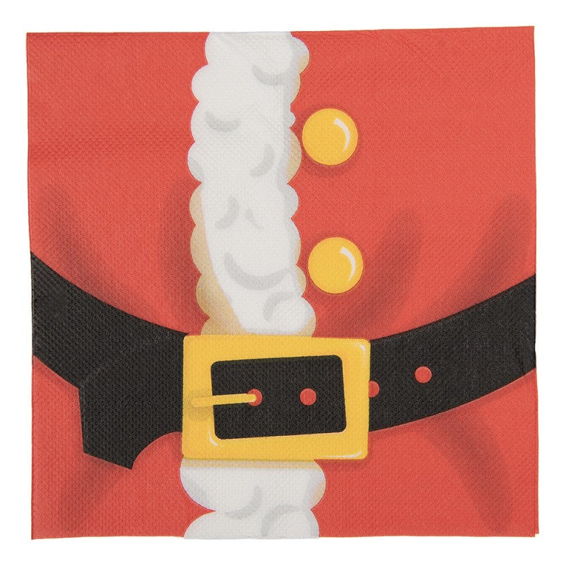 Papierservietten 20er-Set Weihnachtsmann Bauch Gürtel Rot-Gold 33x33 cm von Clayre & Eef (73164)
