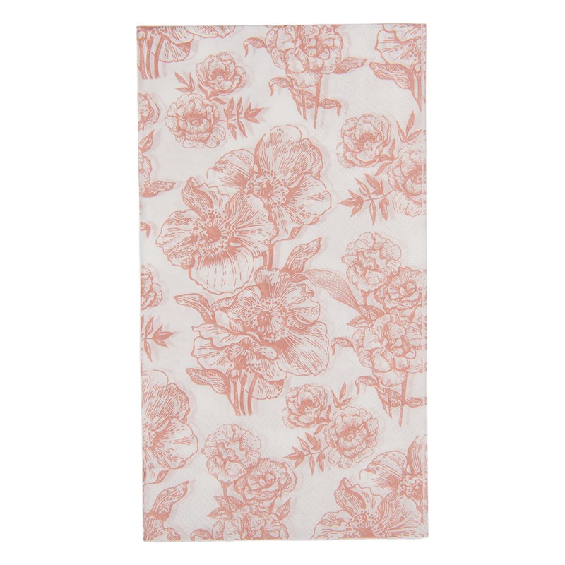 Papierservietten 20er-Set Botanische Blumen Toile Altrosa-Weiß 33x40 cm Dinner von Clayre & Eef (73180)