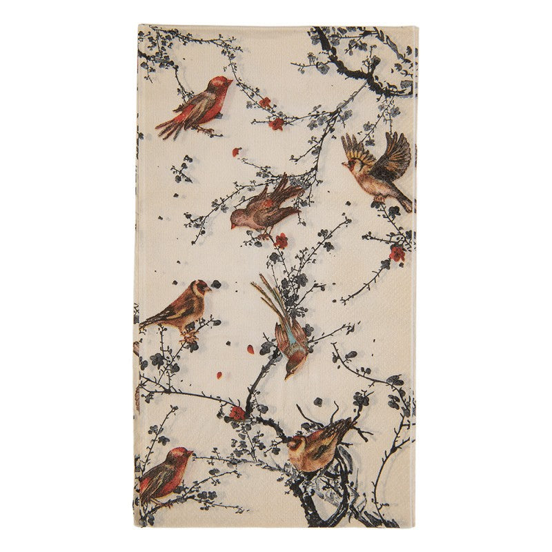 Papierservietten 20er-Set Singvögel Kirschblütenzweige Chinoiserie Beige 33x40 cm Dinner von Clayre & Eef (73181)